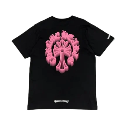 Chrome Hearts Holographic Pink Cross T-Shirt Black
