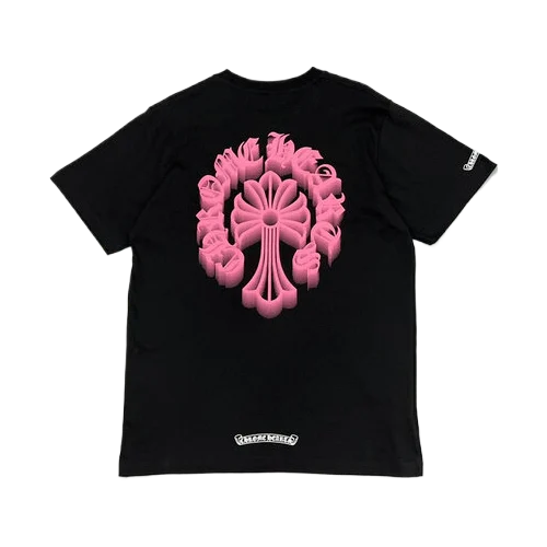 Chrome-Hearts-Pink-Holographic-Cross-Tee-1 Chrome Hearts Holographic Pink Cross T-Shirt Black