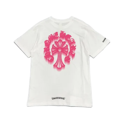 Chrome-Hearts-Pink-Holographic-Cross-White-Tee-1 Chrome Hearts Pink Holographic Cross T-Shirt