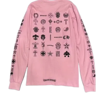 Classic Chrome Hearts Different Logo Pink Long Sleeve Tee