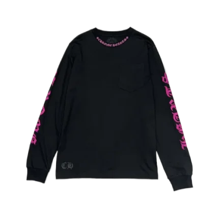 Chrome Hearts Purple Neck Logo Longsleeve Black Tee