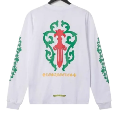 Chrome-Hearts-Rose-Cross-Floral-Vine-Sword-Long-Sleeve-T-Shirt-1 Chrome Hearts Rose Cross Floral Vine Sword Long Sleeve T-Shirt