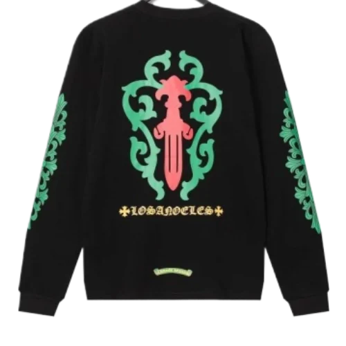 Chrome-Hearts-Rose-Cross-Floral-Vine-Sword-Long-Sleeve-T-Shirt-Black-1 Chrome Hearts Rose Cross Floral Vine Sword Long Sleeve T-Shirt