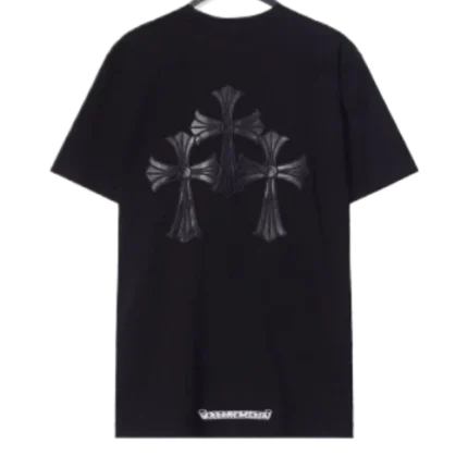 Chrome Hearts 3 Leather Cross Patch Black T-Shirt