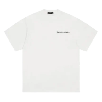 Chrome Hearts Black Leather Cross White T-Shirt