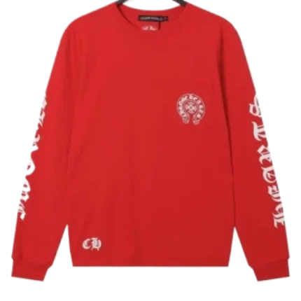 Chrome Hearts Logo Sanskrit Red Long Sleeve T-Shirt