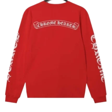 Chrome Hearts Logo Sanskrit Red Long Sleeve T-Shirt