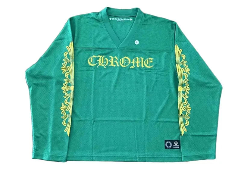 Chrome-Hearts-Sports-Mesh-Warm-Up-Jersey-Green-Yellow Chrome Hearts Sports Mesh Warm Up Jersey Green/Yellow