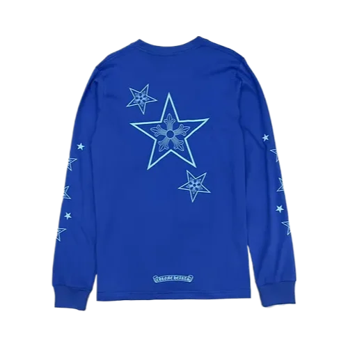 Chrome-Hearts-Stars-LS-T-Shirt-1 Stylish Chrome Hearts Stars Blue Long Sleeve T-Shirt