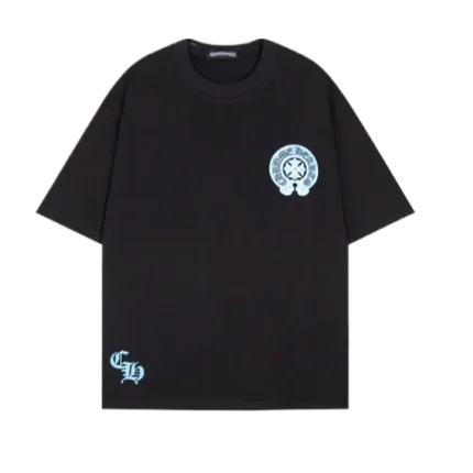 Casual Cool Chrome Hearts Black Tee with Dropped Sleeves