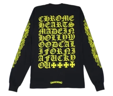 Bold Yellow Chrome Hearts Made In Hollywood Long Sleeve Shirt