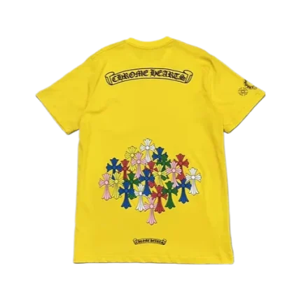 Chrome Hearts Yellow Multicolor Crosses Tee