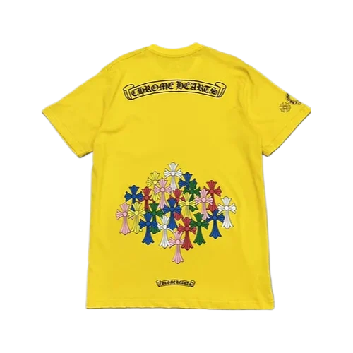 Chrome-Hearts-Yellow-Multicolor-Crosses-Tee-1 Chrome Hearts Yellow Multicolor Crosses Tee