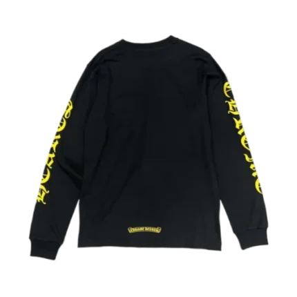 Chrome Hearts Yellow Neck Logo Black Long Sleeve Shirt