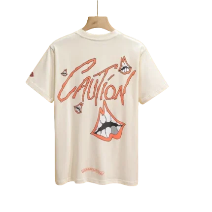 Cream Chrome Hearts Caution T-Shirt