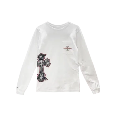 CH Gun Roses White Cross Embroidery Long Sleeve