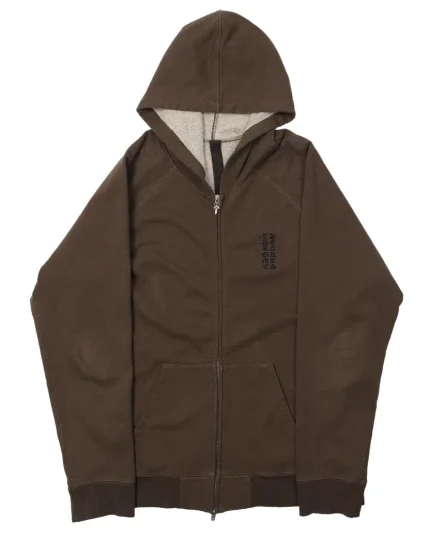 Chrome Hearts Olive Vertical Script Zip-Up Hoodie