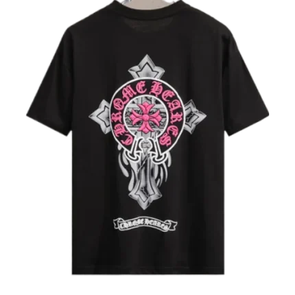 Modern 3D Chrome Hearts Logo Black T-Shirt