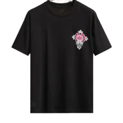 Modern 3D Chrome Hearts Logo Black T-Shirt