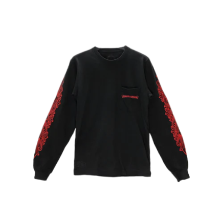 Chrome Hearts Red Horseshoe Logo Long Sleeve T shirt