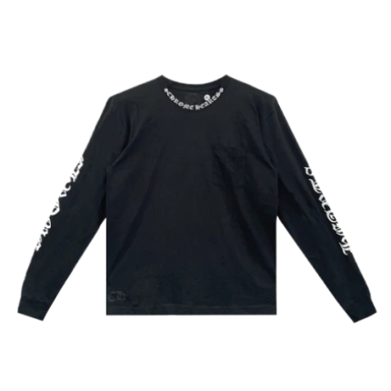 Chrome Hearts Script Collar Logo in White Long sleeve Tee