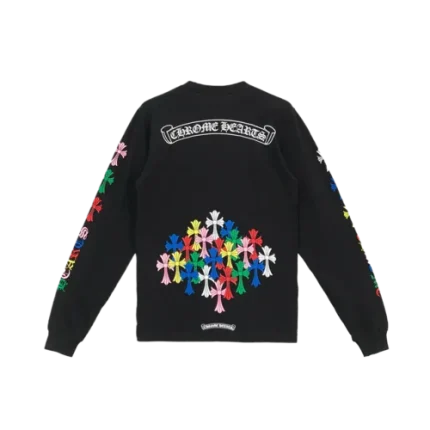Chrome Hearts Scroll Logo Multi Color Crosses Long Sleeve Tshirt