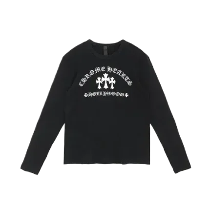 Chrome Hearts Triple Cross Hollywood Script Logo Long Sleeve Tee
