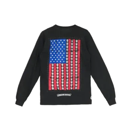 Chrome Hearts USA Flag Logo Long Sleeve T shirt