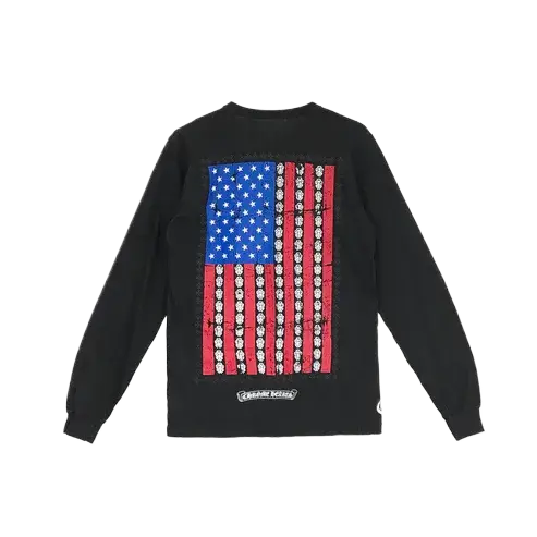 USA-Flag-Logo-Long-Sleeve-T-shirt-1-6 Chrome Hearts USA Flag Logo Long Sleeve T shirt