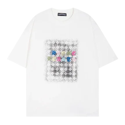 White Chrome Hearts Embroidery Letter Logo Unisex Tee