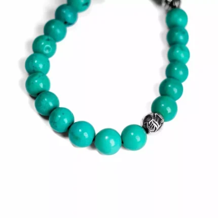 CH TURQUOISE BEAD BRACELET SILVER BEADS