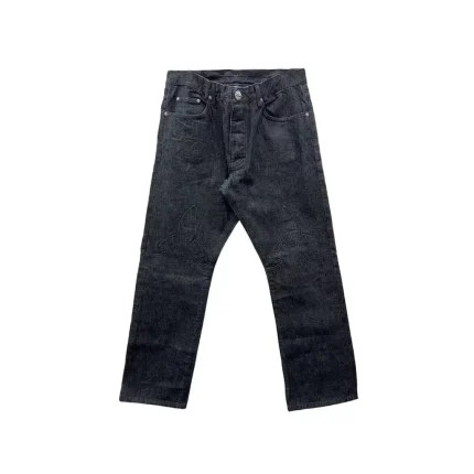 Chrome Hearts Black Star Patch Flame Knee Cargo Pants