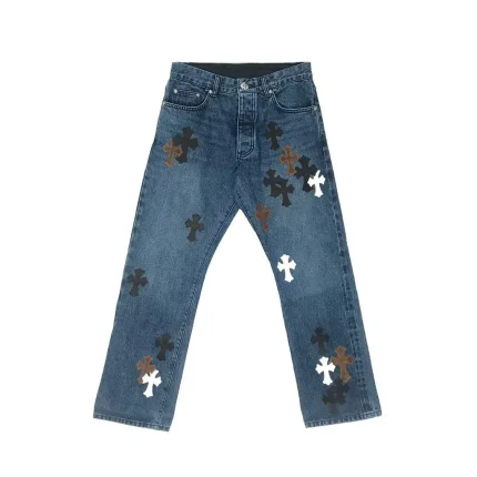 Chrome Hearts Brown & Black Cross Patch Denim Jeans