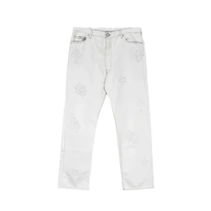 Chrome Hearts St.Barth Exclusive Star Cross Leather Patch Denim Jeans