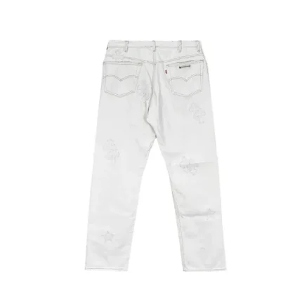 Chrome Hearts St.Barth Exclusive Star Cross Leather Patch Denim Jeans