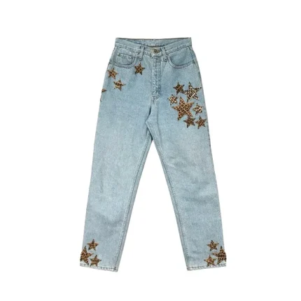 Chrome Hearts Leopard Star Patches Denim Jeans
