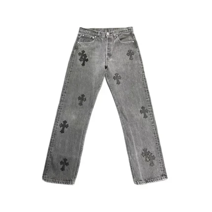 Chrome Hearts Levi's 501 Black Cross Patch Grey Jeans