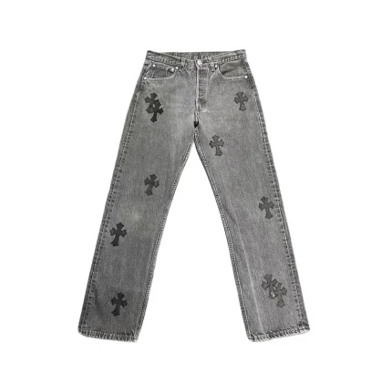 Chrome Hearts Levi's 501 Black Cross Patch Grey Jeans