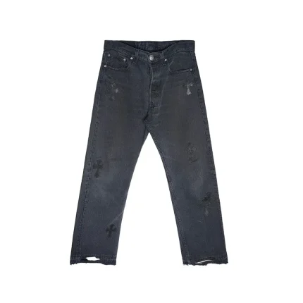 Chrome Hearts Levi's 501 Black Cross Patch Grey Jeans