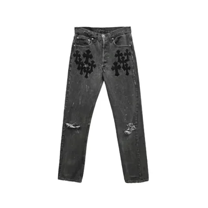 Chrome Hearts Levi's 501 Cemetery Cross Patch Grey Jean