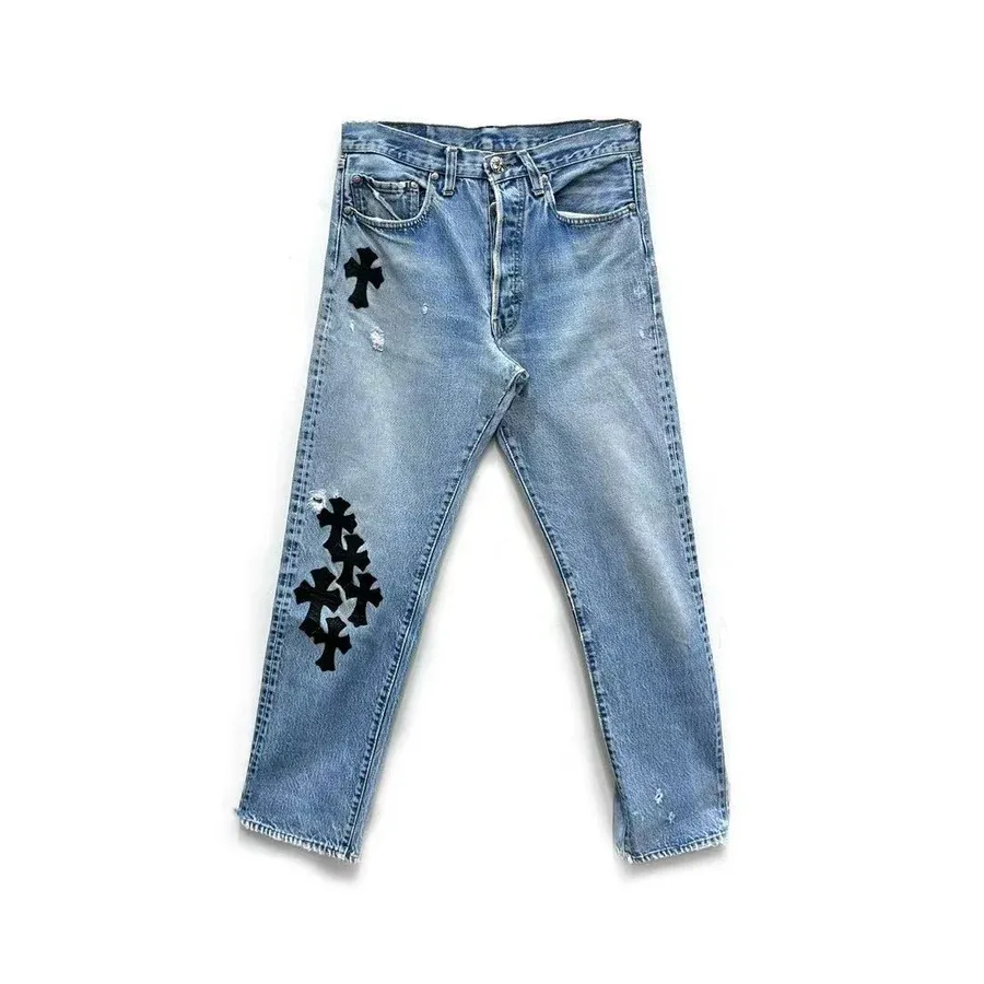 chrome-hearts-levis-501-exclusive-alligator-cross-patch-denim-jeans-852804 Chrome Hearts Levi's 501 Exclusive Alligator Cross Patch Denim Jeans