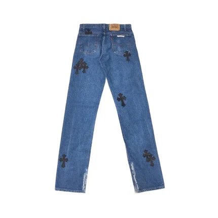 Chrome Hearts Levi's 505 Black Cross Patch Jeans