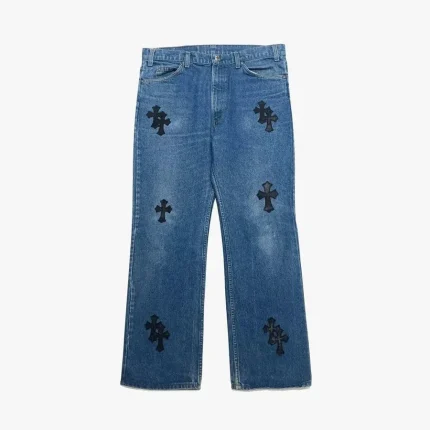 Chrome Hearts Levi's 517 Cross Patch Washed Denim Jeans