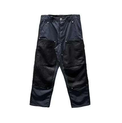 Chrome Hearts Navy Leather Double Knee Carpenter Pants