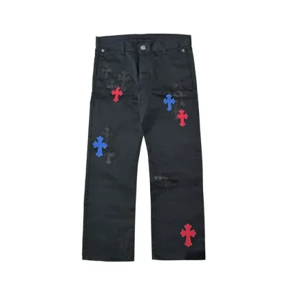 Chrome Hearts Three Colors Leather Cross Patch Carpenter Pants