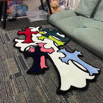 Chrome Hearts Cross Tuft Rug - Fluffy, Chrome, Black Fashion, Bedroom