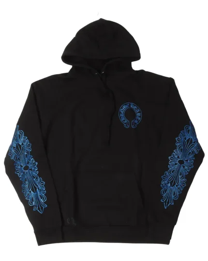 Chrome Hearts Friends & Family Blue Glitter Logo Hoodie