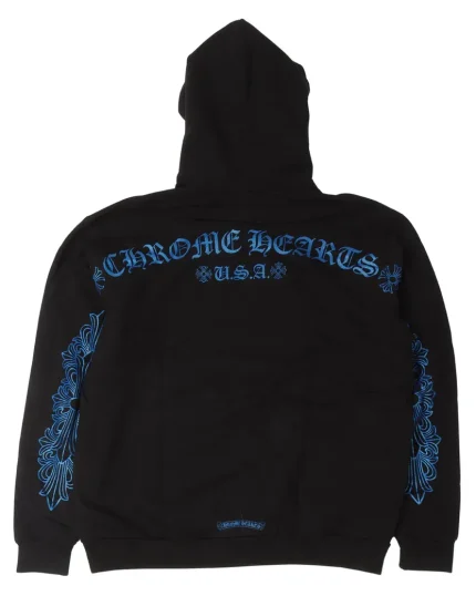 Chrome Hearts Friends & Family Blue Glitter Logo Hoodie