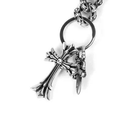 CH FANCY LINK KEY CHAIN WITH DOUBLE CROSS AND DAGGER KEY RING
