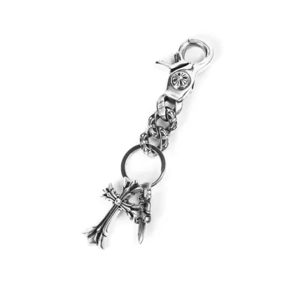 CH FANCY LINK KEY CHAIN WITH DOUBLE CROSS AND DAGGER KEY RING